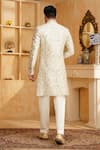 Shop_Millionaire_Cream Silk, Modal, Satin Embroidery, Zari Zardozi Work Sherwani Set _at_Aza_Fashions