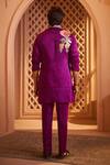 Shop_Millionaire_Purple Taffeta, Silk, Linen, Satin Embroidery, Stones Floral Bundi Set _at_Aza_Fashions