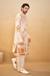 Shop_Millionaire_Off White Silk Embroidery Thread Work Sherwani Set _Online_at_Aza_Fashions