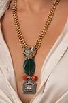 Joules By Radhika_Gold Plated Layered Stone Pendant Necklace _Online_at_Aza_Fashions