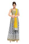 Buy_Soup By Sougat Paul_Blue Satin U Neck Printed Lehenga Set _at_Aza_Fashions