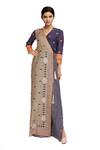 Buy_Soup By Sougat Paul_Blue And Grey Printed Wrap Dress _at_Aza_Fashions