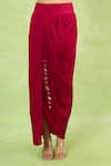 Prisho_Red Sequins, Stones Round Neck Embroidered Kurta With Draped Skirt _at_Aza_Fashions