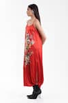 Buy_AK-OK_Red Silk Round Neck Printed Dress _Online_at_Aza_Fashions
