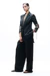 Buy_AK-OK_Black Viscose Chains, Gemstones Jewel Embellished Blazer And Trouser Set _at_Aza_Fashions