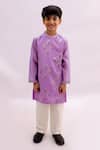 Buy_Lil Drama_Purple Chanderi, Polyester, Silk Mishti Floral Pattern Kurta And Pant Set _at_Aza_Fashions