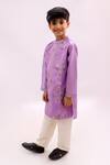Lil Drama_Purple Chanderi, Polyester, Silk Mishti Floral Pattern Kurta And Pant Set _Online_at_Aza_Fashions