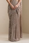 Buy_Chaashni By Maansi And Ketan_Gold Net Sequins, Pearls, Crystals, Pre-draped Saree With Embellished Blouse 