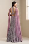 Shop_Chaashni By Maansi And Ketan_Purple Net Sequins, Beads, Stones, Zari Sweetheart Neck Embellished Lehenga Set _at_Aza_Fashions