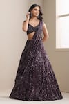 Buy_Chaashni By Maansi And Ketan_Purple Net Sequins, Beads, Crystals Embellished Draped Lehenga And Blouse Set _at_Aza_Fashions