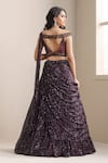 Shop_Chaashni By Maansi And Ketan_Purple Net Sequins, Beads, Crystals Embellished Draped Lehenga And Blouse Set _at_Aza_Fashions
