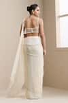 Shop_Chaashni By Maansi And Ketan_Ivory Georgette, Net Sequins, Beads, Pre-stitched Saree With Embellished Blouse _at_Aza_Fashions