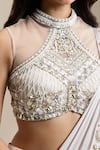 Chaashni By Maansi And Ketan_Ivory Net, Organza Sequins, Beads, Embroidered Blouse And Draped Lehenga Set _at_Aza_Fashions
