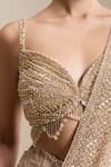 Chaashni By Maansi And Ketan_Gold Net Sequins, Beads, Pearls, Pre-stitched Saree With Embellished Blouse _at_Aza_Fashions