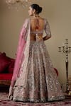 Chaashni By Maansi And Ketan_Gold Organza, Net Embroidery, Pearls, Mirrors, Embellished Bridal Lehenga Set _Online_at_Aza_Fashions