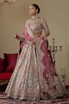 Buy_Chaashni By Maansi And Ketan_Gold Organza, Net Embroidery, Pearls, Mirrors, Embellished Bridal Lehenga Set _Online_at_Aza_Fashions