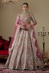 Buy_Chaashni By Maansi And Ketan_Gold Organza, Net Embroidery, Pearls, Mirrors, Embellished Bridal Lehenga Set _at_Aza_Fashions