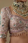 Buy_Chaashni By Maansi And Ketan_Gold Organza, Net Embroidery, Pearls, Mirrors, Embellished Bridal Lehenga Set 