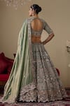 Chaashni By Maansi And Ketan_Green Organza, Net Embroidery, Sequins, Thread Embellished Bridal Lehenga Set _Online_at_Aza_Fashions