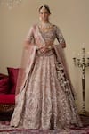 Buy_Chaashni By Maansi And Ketan_Pink Tissue, Organza, Net Sequins, Mirrors, Dabka Embellished Bridal Lehenga Set _at_Aza_Fashions