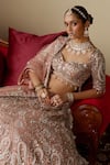 Buy_Chaashni By Maansi And Ketan_Pink Tissue, Organza, Net Sequins, Mirrors, Dabka Embellished Bridal Lehenga Set 