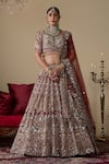 Buy_Chaashni By Maansi And Ketan_Rust Tissue, Organza, Net Embroidery, Glass Embellished Bridal Lehenga Set _at_Aza_Fashions