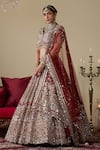 Buy_Chaashni By Maansi And Ketan_Rust Tissue, Organza, Net Embroidery, Glass Embellished Bridal Lehenga Set _Online_at_Aza_Fashions