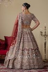 Chaashni By Maansi And Ketan_Rust Tissue, Organza, Net Embroidery, Glass Embellished Bridal Lehenga Set _Online_at_Aza_Fashions