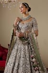 Shop_Chaashni By Maansi And Ketan_Green Tissue, Organza, Net Sequins, Mirrors, Embellished Bridal Lehenga Set _Online_at_Aza_Fashions