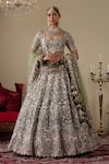 Buy_Chaashni By Maansi And Ketan_Green Tissue, Organza, Net Sequins, Mirrors, Embellished Bridal Lehenga Set _at_Aza_Fashions