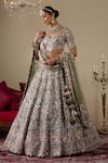 Chaashni By Maansi And Ketan_Green Tissue, Organza, Net Sequins, Mirrors, Embellished Bridal Lehenga Set _at_Aza_Fashions