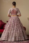 Chaashni By Maansi And Ketan_Purple Tissue, Organza, Net Embroidery, Pearls, Thread Work Bridal Lehenga Set _Online_at_Aza_Fashions