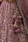 Buy_Chaashni By Maansi And Ketan_Purple Tissue, Organza, Net Embroidery, Pearls, Thread Work Bridal Lehenga Set 