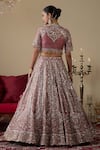 Chaashni By Maansi And Ketan_Purple Tissue, Organza, Net Embroidery, Pearls, Mirrors, Work Bridal Lehenga Set _Online_at_Aza_Fashions