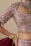 Chaashni By Maansi And Ketan_Purple Tissue, Organza, Net Embroidery, Pearls, Mirrors, Work Bridal Lehenga Set _at_Aza_Fashions