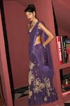 Shop_Rishi and Vibhuti_Purple Organza Beads, Sequins, Embroidery Sweetheart Neck Majestic Skirt Set _Online_at_Aza_Fashions