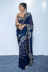Shop_Rishi and Vibhuti_Blue Organza, Crepe Embroidery, Zari, Sequins, Stones Kiara Saree With Corset _at_Aza_Fashions