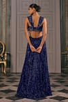 Shop_Studio22 By Pulkita Arora Bajaj_Blue Georgette, Net Sequins, Tassels, Opulent Tonal Hand Lehenga Set _at_Aza_Fashions