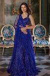 Buy_Studio22 By Pulkita Arora Bajaj_Blue Georgette, Net Sequins, Tassels, Opulent Tonal Hand Lehenga Set _at_Aza_Fashions