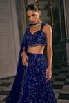 Buy_Studio22 By Pulkita Arora Bajaj_Blue Georgette, Net Sequins, Tassels, Opulent Tonal Hand Lehenga Set 