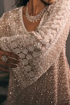 Studio22 By Pulkita Arora Bajaj_Gold Organza Beads, Sequins, Glorious Hand A-line Kurta And Straight Pant Set _Online_at_Aza_Fashions