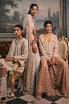 Studio22 By Pulkita Arora Bajaj_Gold Organza Beads, Sequins, Glorious Hand A-line Kurta And Straight Pant Set _at_Aza_Fashions