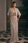 Buy_Studio22 By Pulkita Arora Bajaj_Beige Net, Shantoon Etoile Embellished Geometric Skirt Blouse And Jacket Set _at_Aza_Fashions
