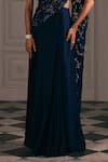 Shop Studio22 By Pulkita Arora Bajaj Navy Chiffon Beads, Sequins, Cut Work, Ornate One Draped Saree With Cutwork Online at Aza Fashions Shop_Studio22 By Pulkita Arora Bajaj_Navy Chiffon Beads, Sequins, Cut Work, Ornate One Draped Saree With Cutwork _Online_at_Aza_Fashions