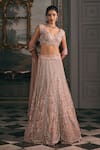 Studio22 By Pulkita Arora Bajaj Pink Net, Shantoon Embroidery, Divine Scalloped Kalis Tonal Lehenga Set at Aza Fashions Studio22 By Pulkita Arora Bajaj_Pink Net, Shantoon Embroidery, Divine Scalloped Kalis Tonal Lehenga Set _at_Aza_Fashions