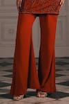 Studio22 By Pulkita Arora Bajaj_Red Georgette Embroidery Halter Neck Scarlet Tunic And Flared Pant Set With Tonal _Online_at_Aza_Fashions