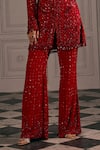 Studio22 By Pulkita Arora Bajaj_Red Georgette Sequins, Embroidery, Beads Regal Tonal Kurta And Palazzo Set _Online_at_Aza_Fashions