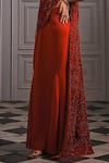 Buy_Studio22 By Pulkita Arora Bajaj_Red Satin Beads, Crystals, Tassels V-neck Regina Draped Saree With Blouse _Online_at_Aza_Fashions