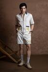 Shop_Vaani Beswal_Ivory Cotton Embroidery, Piping Citrus Crush Lemon Motif Shirt And Shorts Set _Online_at_Aza_Fashions