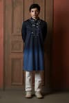 Vaani Beswal_Blue Cotton Mirrors Ombre Work Kurta _Online_at_Aza_Fashions